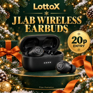 JLab wireless earbuds Christmas prize illustration — 20p entry