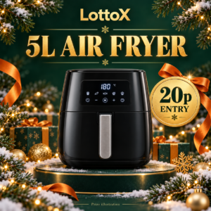 5L air fryer Christmas prize illustration — 20p entry