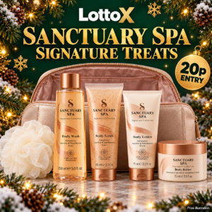 Sanctuary Spa Signature Treats contents clearly visible outside the bag — 20p entry