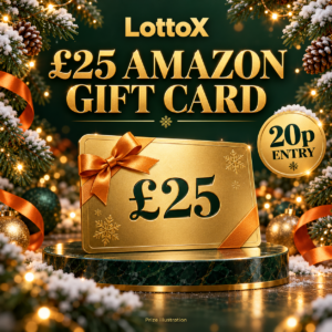 £25 Amazon gift card Christmas prize illustration — 20p entry